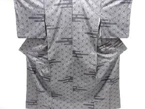 大特価品　麻の葉にヱ霞模様織り出し本場泥大島紬着物(5マルキ)